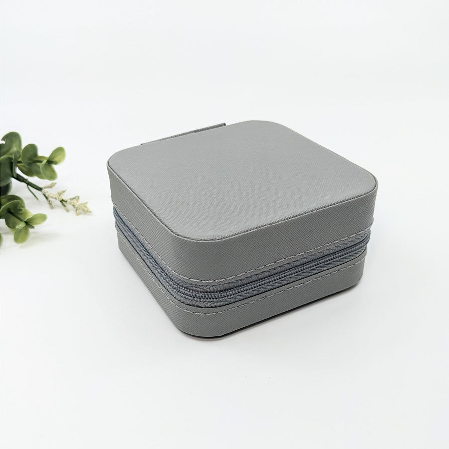 Jewelry Organizer Travel Size Case (4’) #LV3070 in grey with a small flower detail