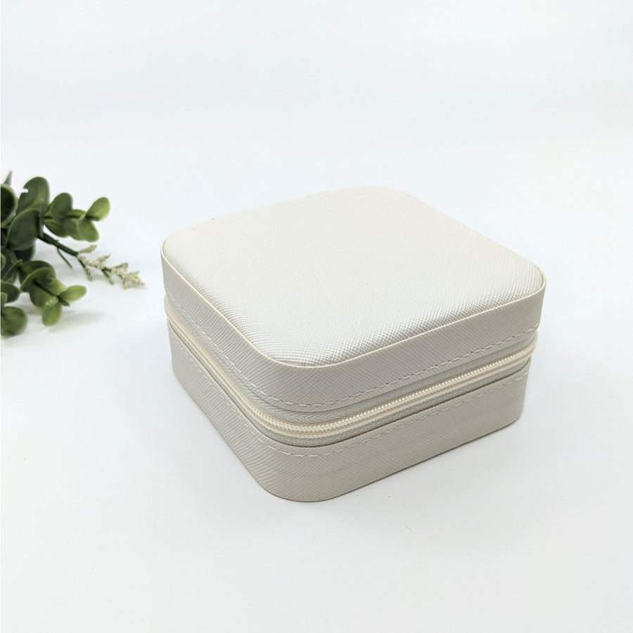 White Jewelry Organizer Travel Size Case with Zipper Closure, 4’ #LV3070