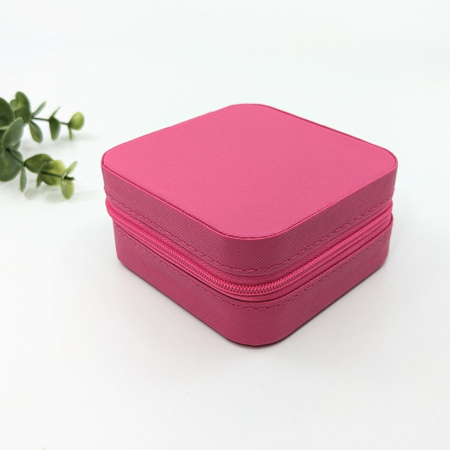 Jewelry Organizer Travel Size Case (4’) #LV3070 - Pink Cosmetic Case with Zipper Closure