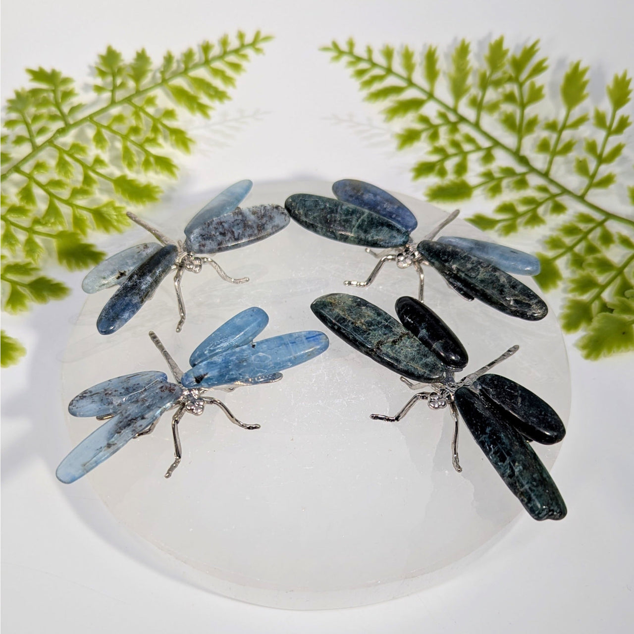 Kyanite Wing 2.7-3.2’’ blue and black stone dragonfly brooch #BC1007