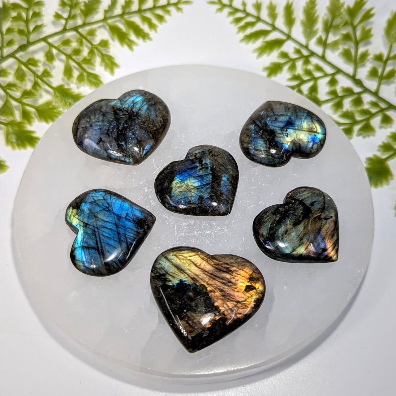 Labradorite 1.2-1.6’’ mini heart #BC1023 with iridescent blue green gold shimmer