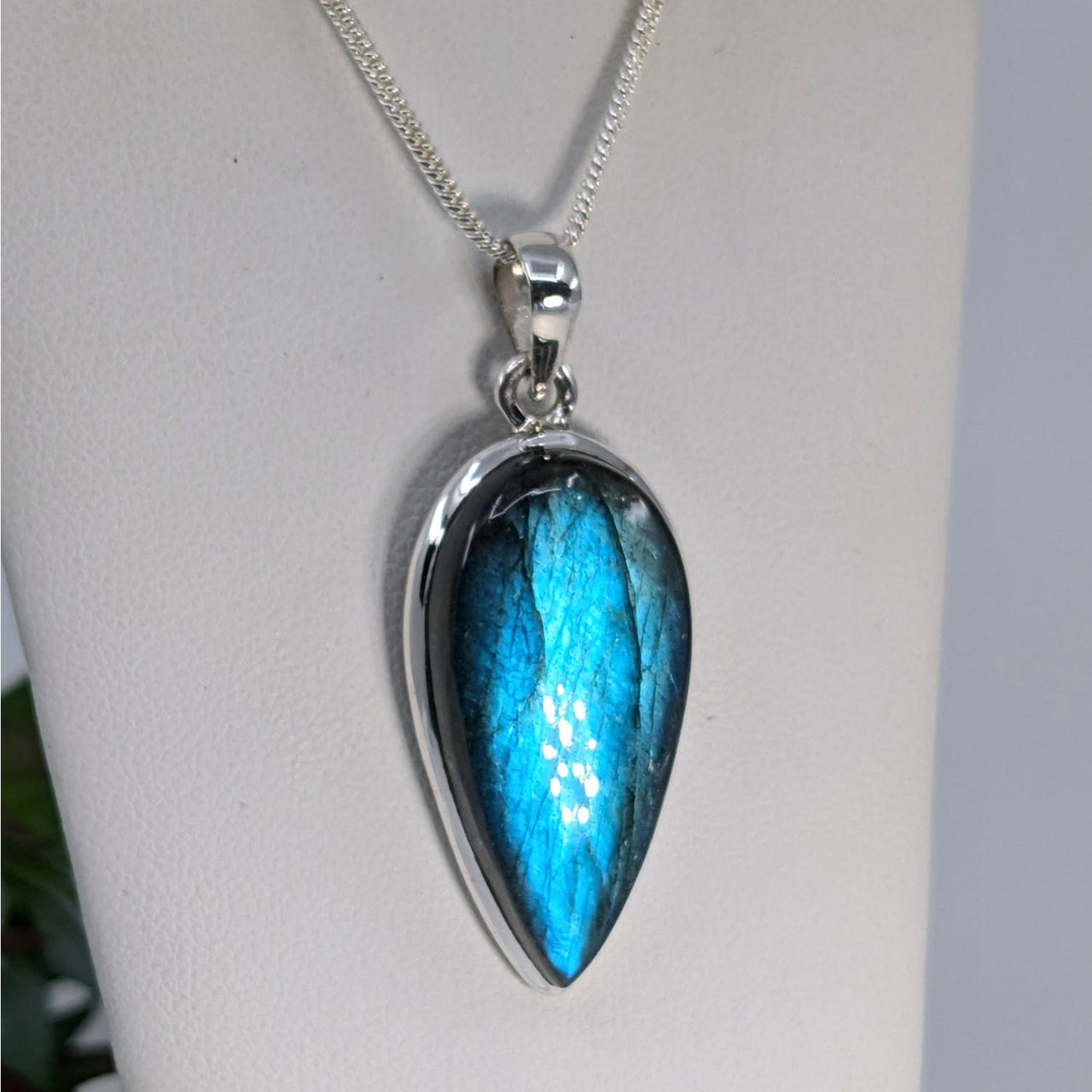 Labradorite 1.2’’ Teardrop S.S. Pendant #LV6706 - $79