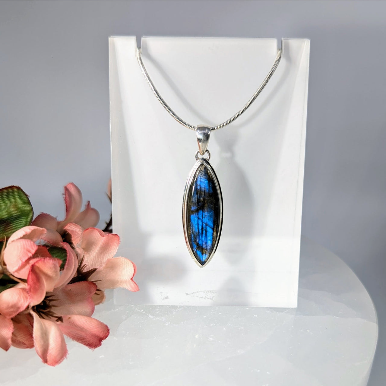 Labradorite 1.3’’ Marquis Pendant S.S. #LV9714 - $89