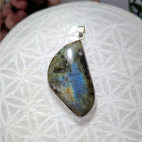 Iridescent Labradorite Pendant 1.7 inches displayed in Labradorite 1.7 Inch Pendant #LV8411