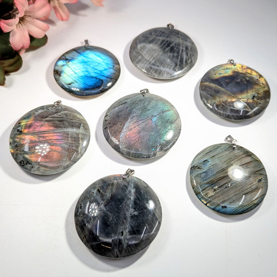 Labradorite 1.8 - 2’’ Medallion Pendant #LV9623 - $42
