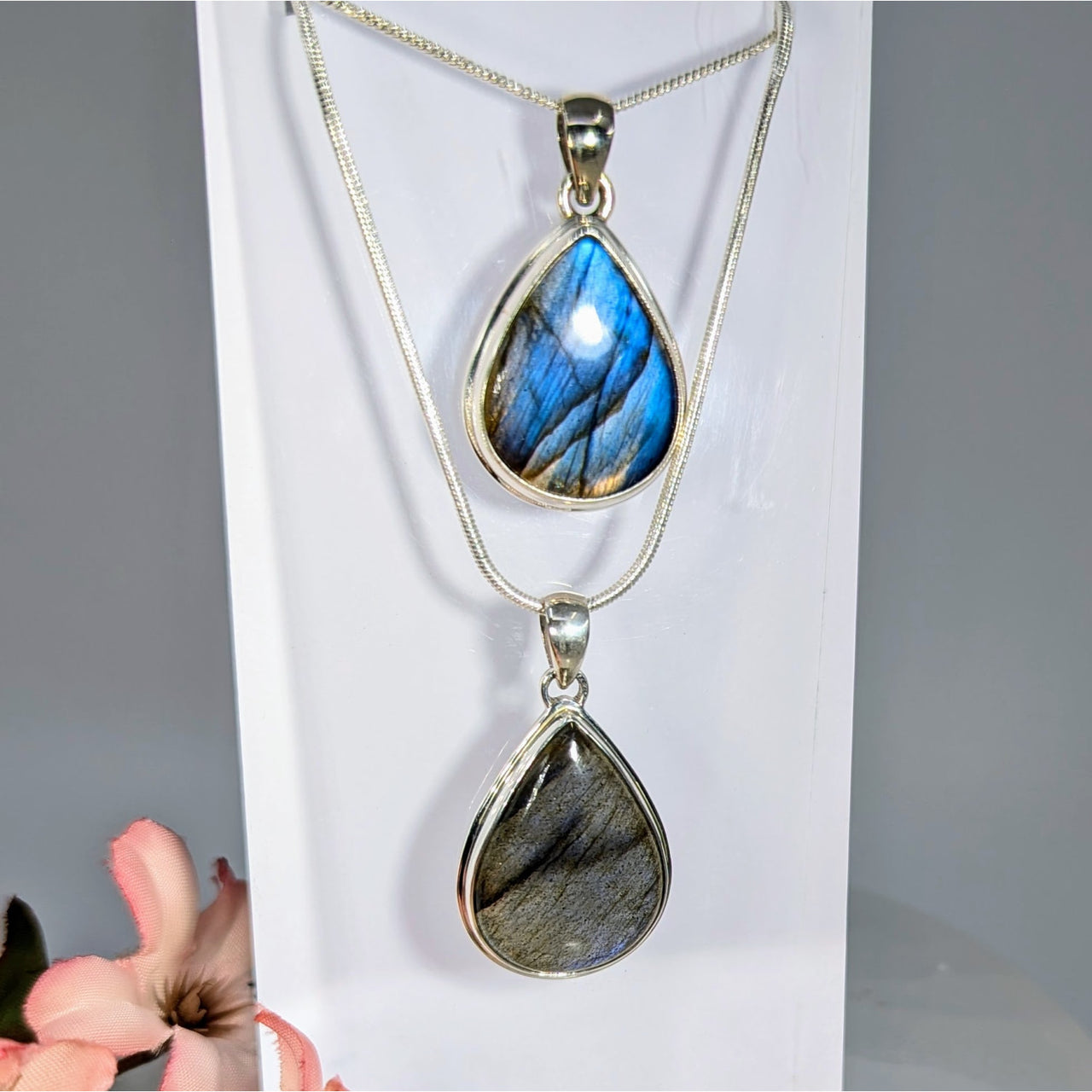 Labradorite 1’’ Teardrop Pendant S.S. #LV9710