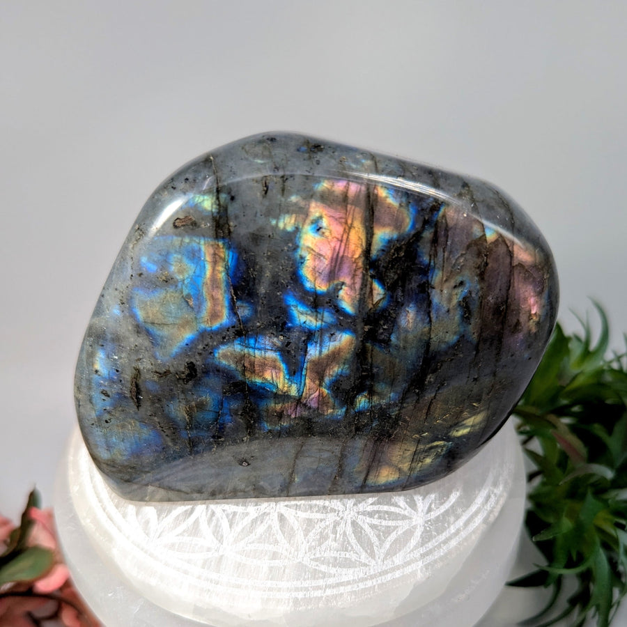 Iridescent Labradorite crystal in a 4.2-inch freeform shape for spiritual healing