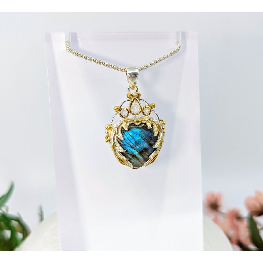 Labradorite 40mm Angel Heart Pendant #LV7923 15% OFF SALE