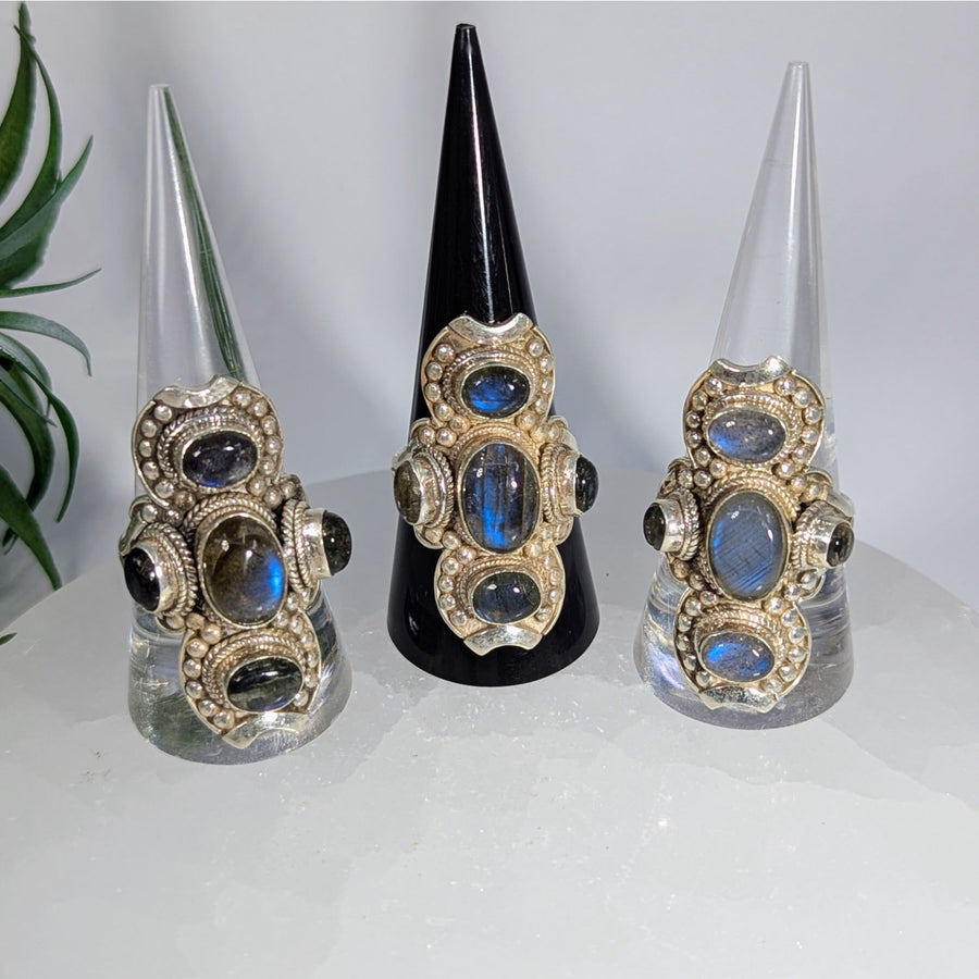 Labradorite 5 Stone Ring S.S. #LV9619