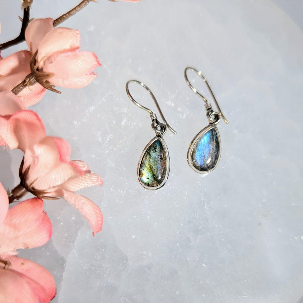 Labradorite.5’’ Teardrop Earrings S.S. #LV9718 - $60