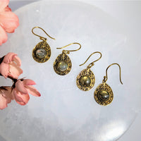 Labradorite.8’’ Brass Earrings #LV9838 - $24