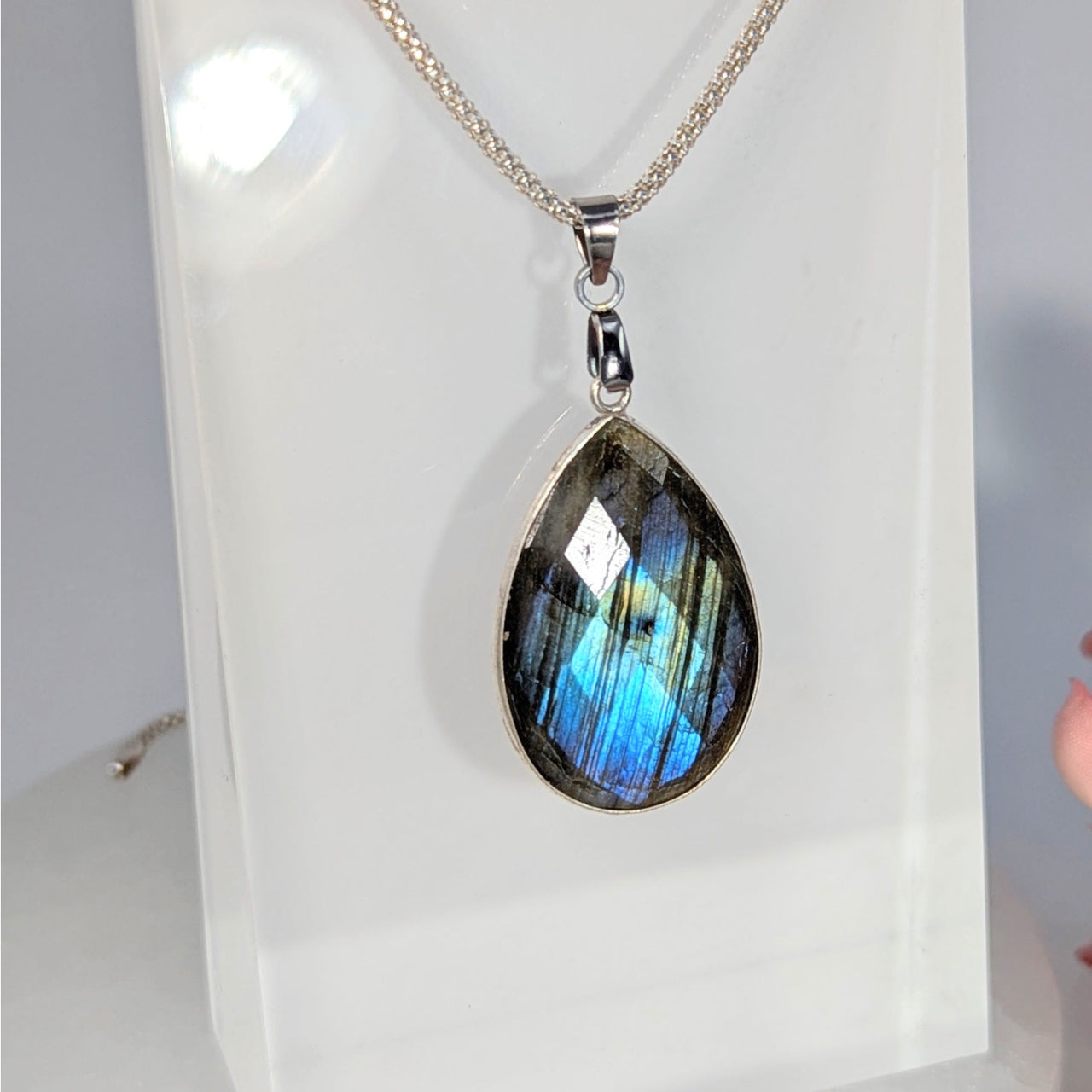 Labradorite Faceted 1.1’’ Teardrop Pendant #LV9938 - $35