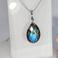 Labradorite Faceted 1.1’’ Teardrop Pendant #LV9938 - $35