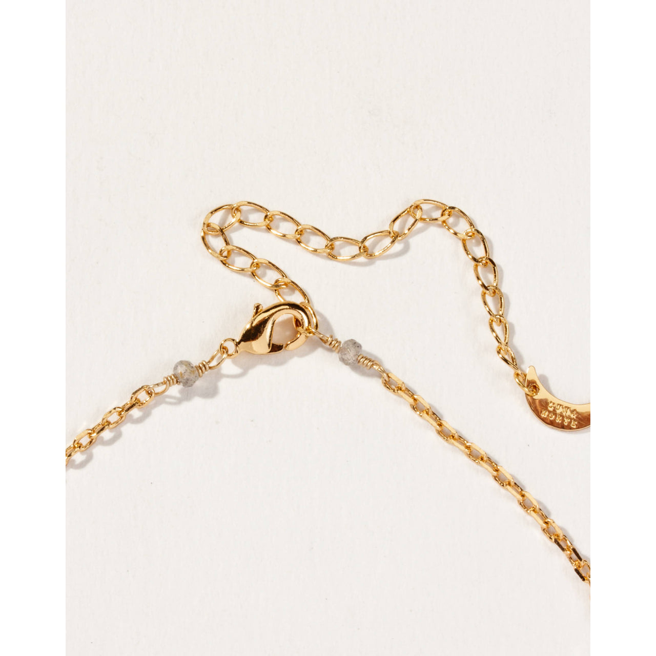 Labradorite Long Medallion Necklace Gold #LV9115 - $92