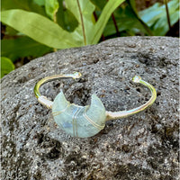 Thumbnail for Labradorite Moon Gemstone Silver Bangle Cuff Bracelet