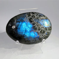 Labradorite Palm 2.5’’ w Mandala Etching #LV9419 $45