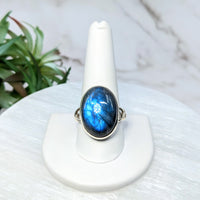 Thumbnail for Labradorite Sz. 10.75 S.S. Ring #LV5534 - $120