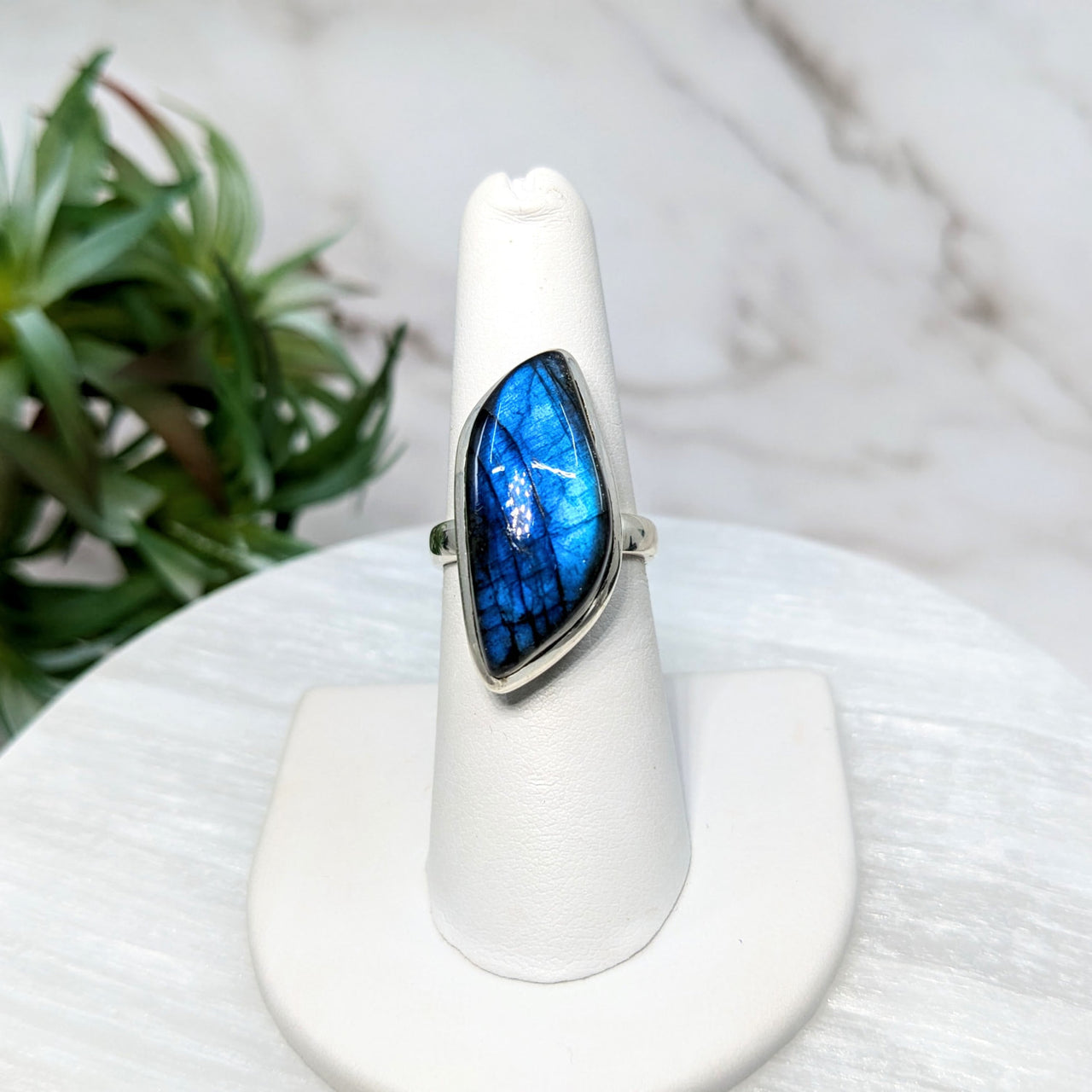 Labradorite Sz. 6.5 S.S. Ring #LV5532 - $120