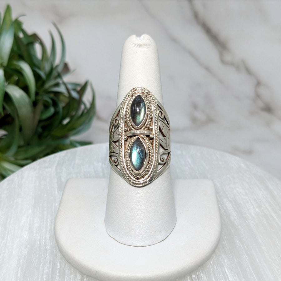 Labradorite Sz. 8 S.S. Double Ring #LV5554 - $120