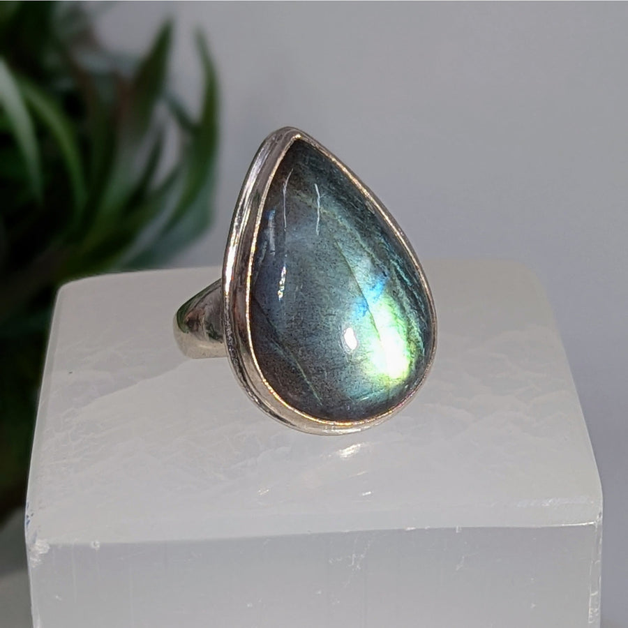 Labradorite Sz 8 Teardrop Ring S.S. #LV9660 $130