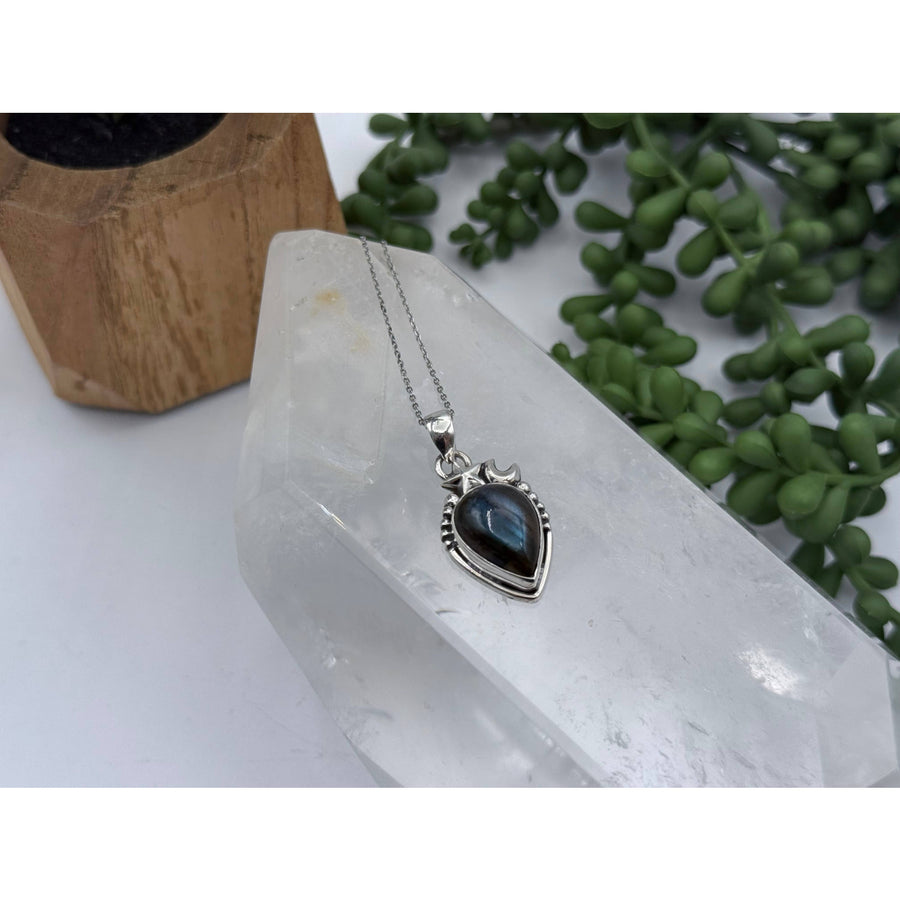 925 silver labradorite teardrop pendant necklace LV9522
