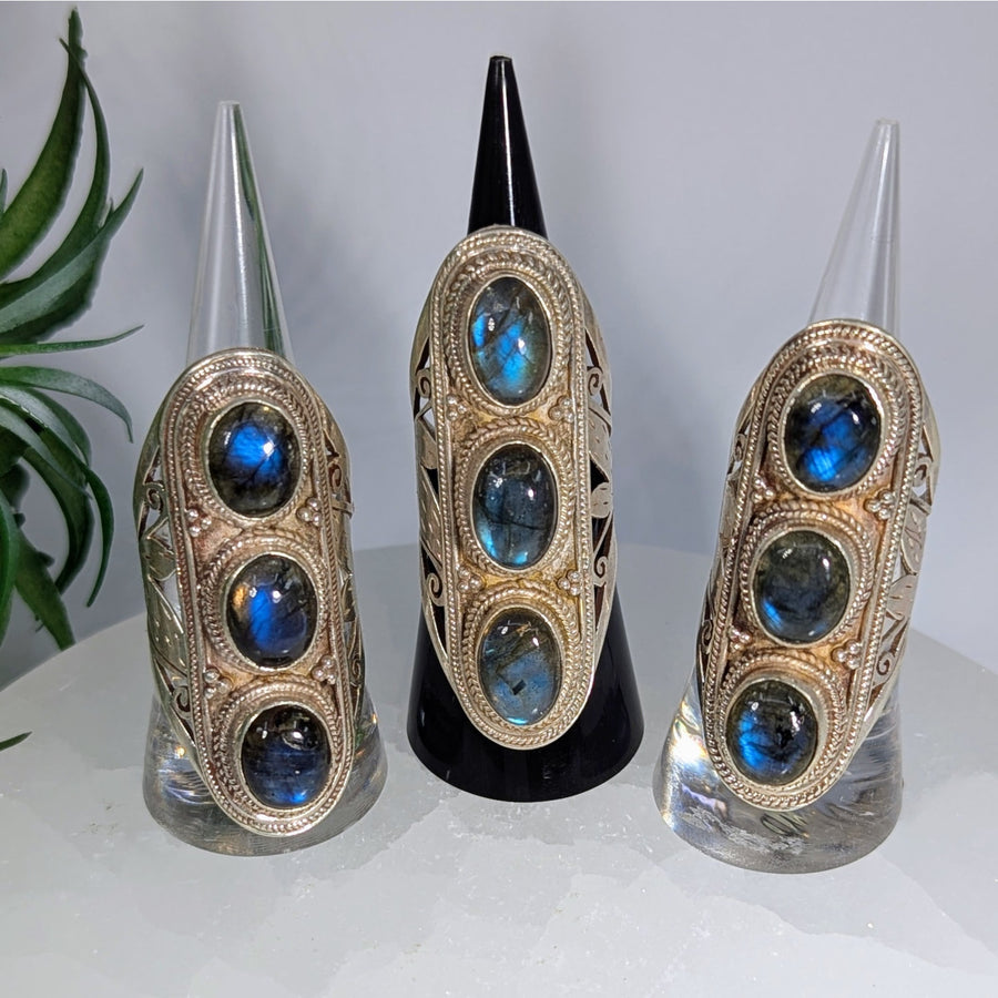 Labradorite Triple Stone Ring S.S. #LV9618
