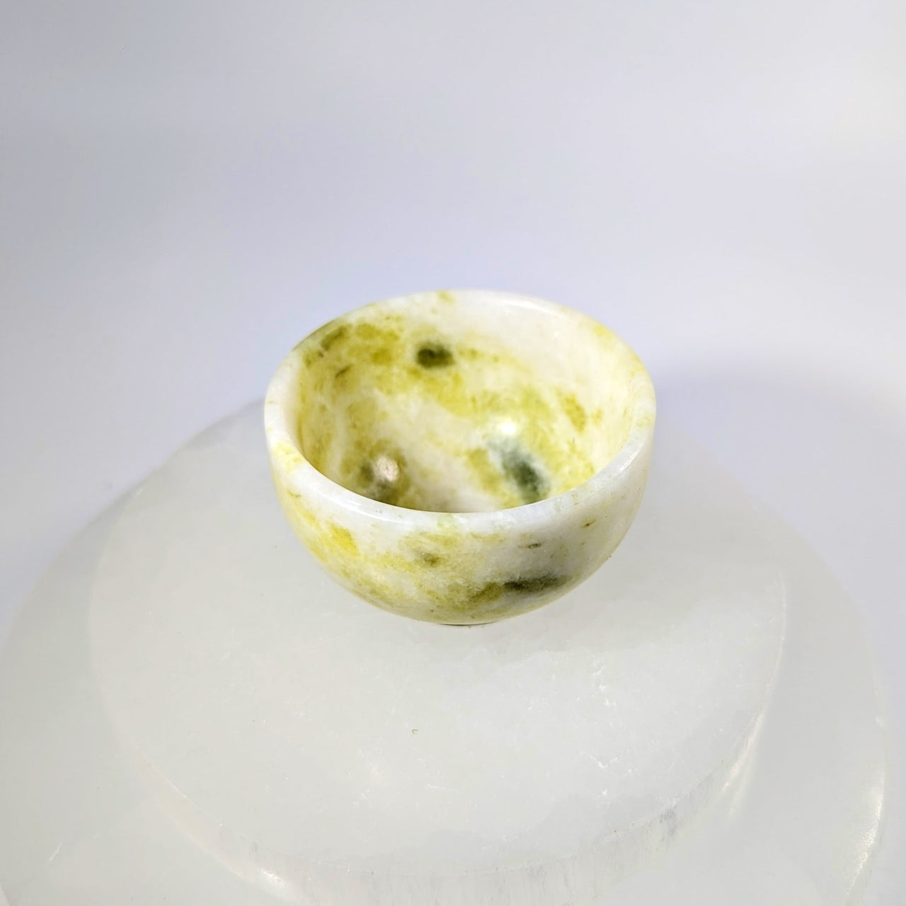Lantian Jade 2-inch light green hand-carved bowl #BC0222