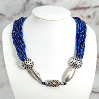 Thumbnail for Lapis Faceted 20’ Multi-Strand Necklace #LV1711: Blue Bead, Silver Clasp Strand Necklace