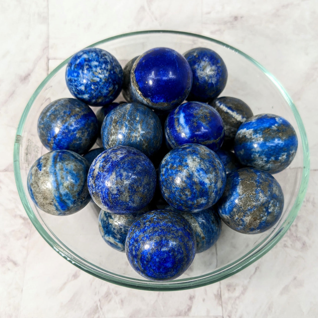 Lapis Lazuli 1.1’ Sphere #LV2363 - Blue Marble Balls in Glass Bowl