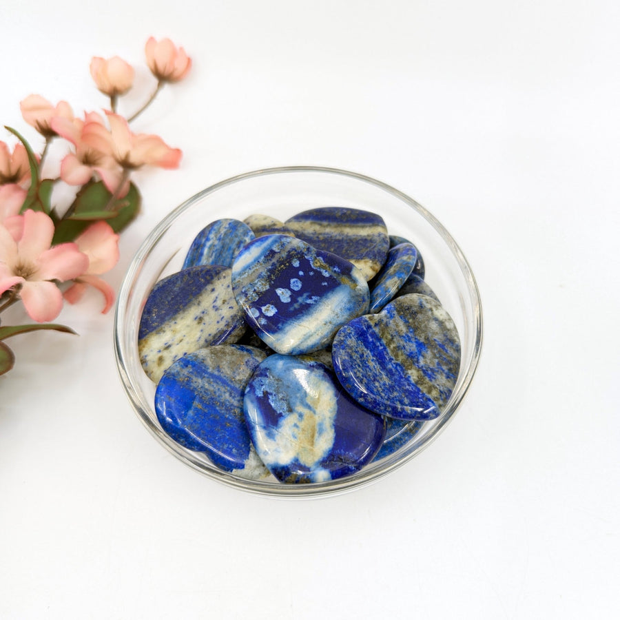 Polished lapis lazuli stones bowl for architectural inlays and painting pigment uses
