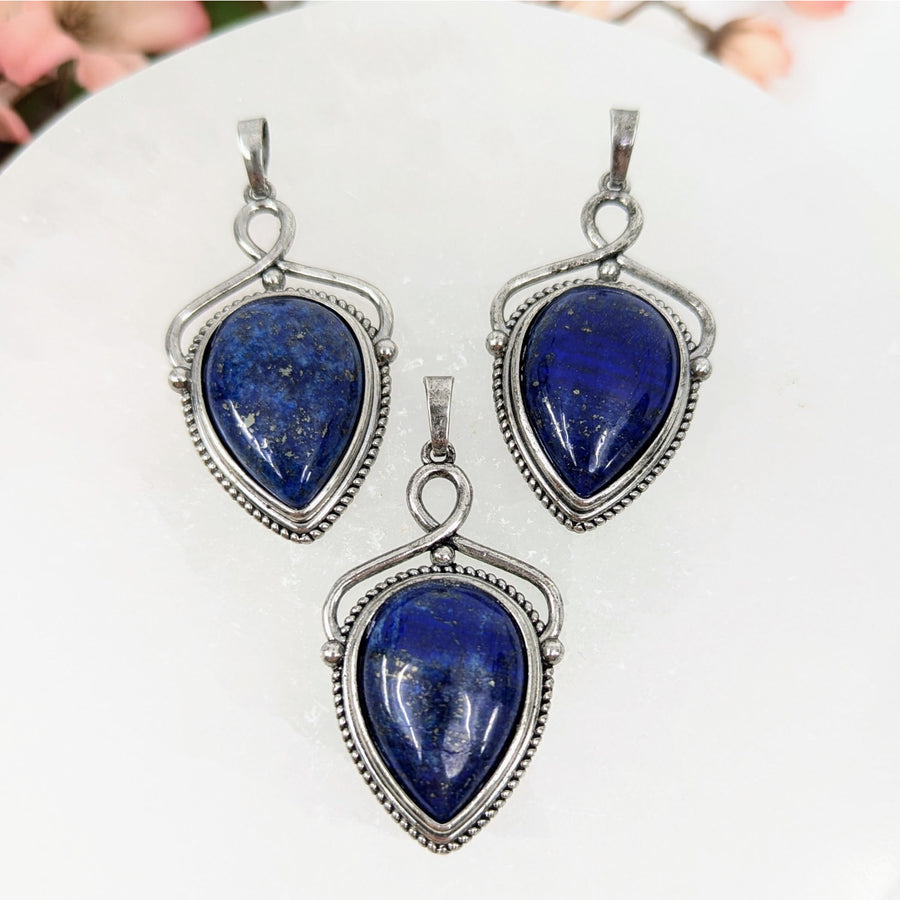 Lapis Lazuli 1.5’’ Teardrop Filigree Pendant #LV9704 - $15