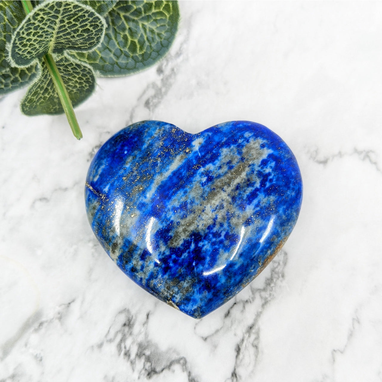 Lapis Lazuli heart-shaped stone on marble table #LV5741 - 2.2 inches