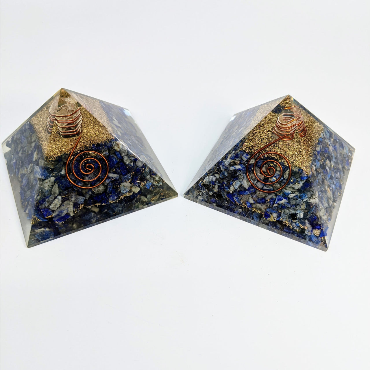 Lapis Lazuli 2.5’ Orgone Pyramids with Spiral Designs - Product #LV4668