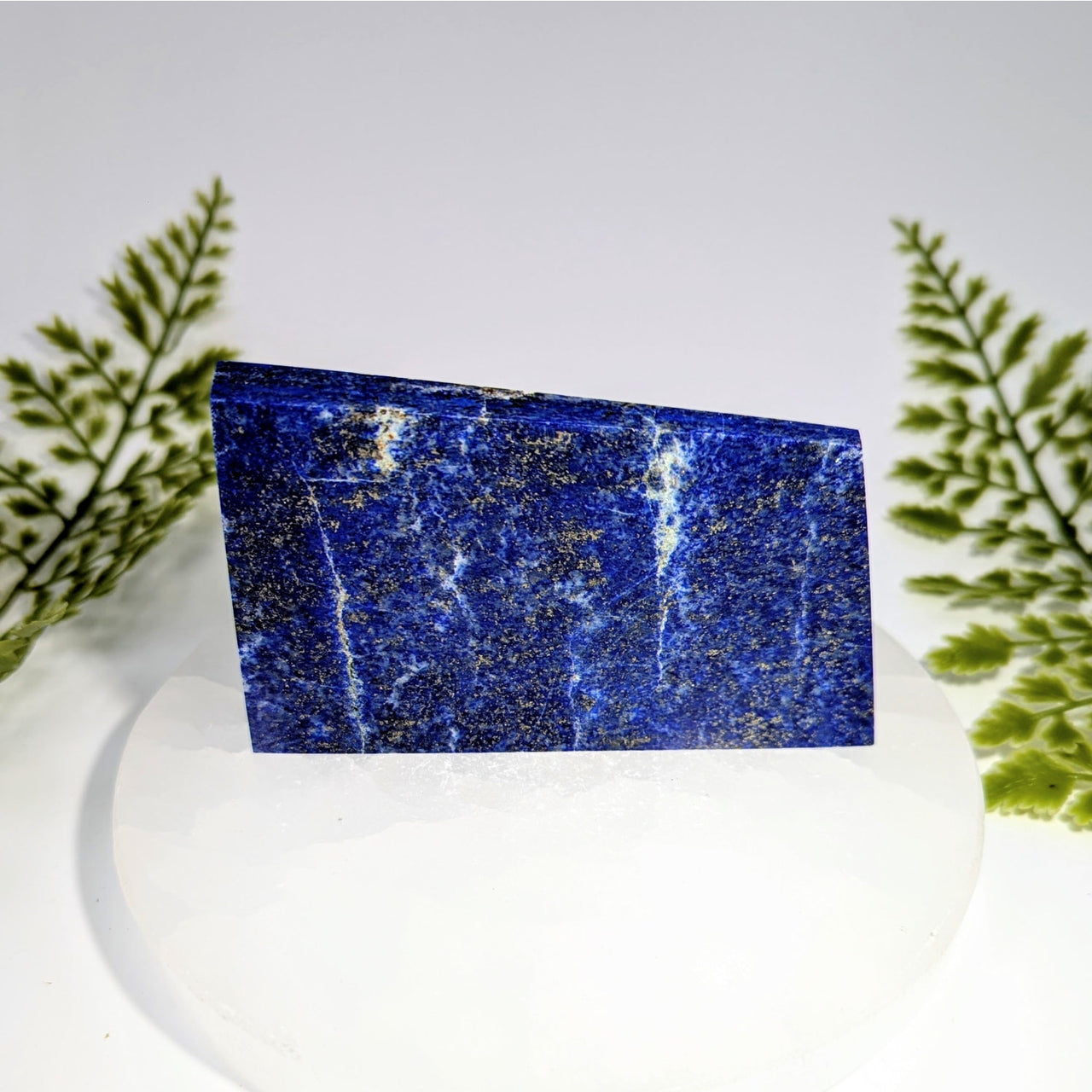 Polished 3.75-inch lapis lazuli slab #BC0845 with pyrite inclusions