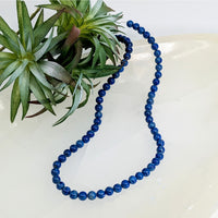 Blue Lapis Lazuli 6mm Round Beads Necklace Strand LV7148 for elegant jewelry styles