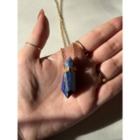 Lapis lazuli perfume bottle crystal necklace with gold chain LV9585