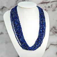 Thumbnail for Lapis lazuli faceted multi strand necklace with blue beads for elegant style