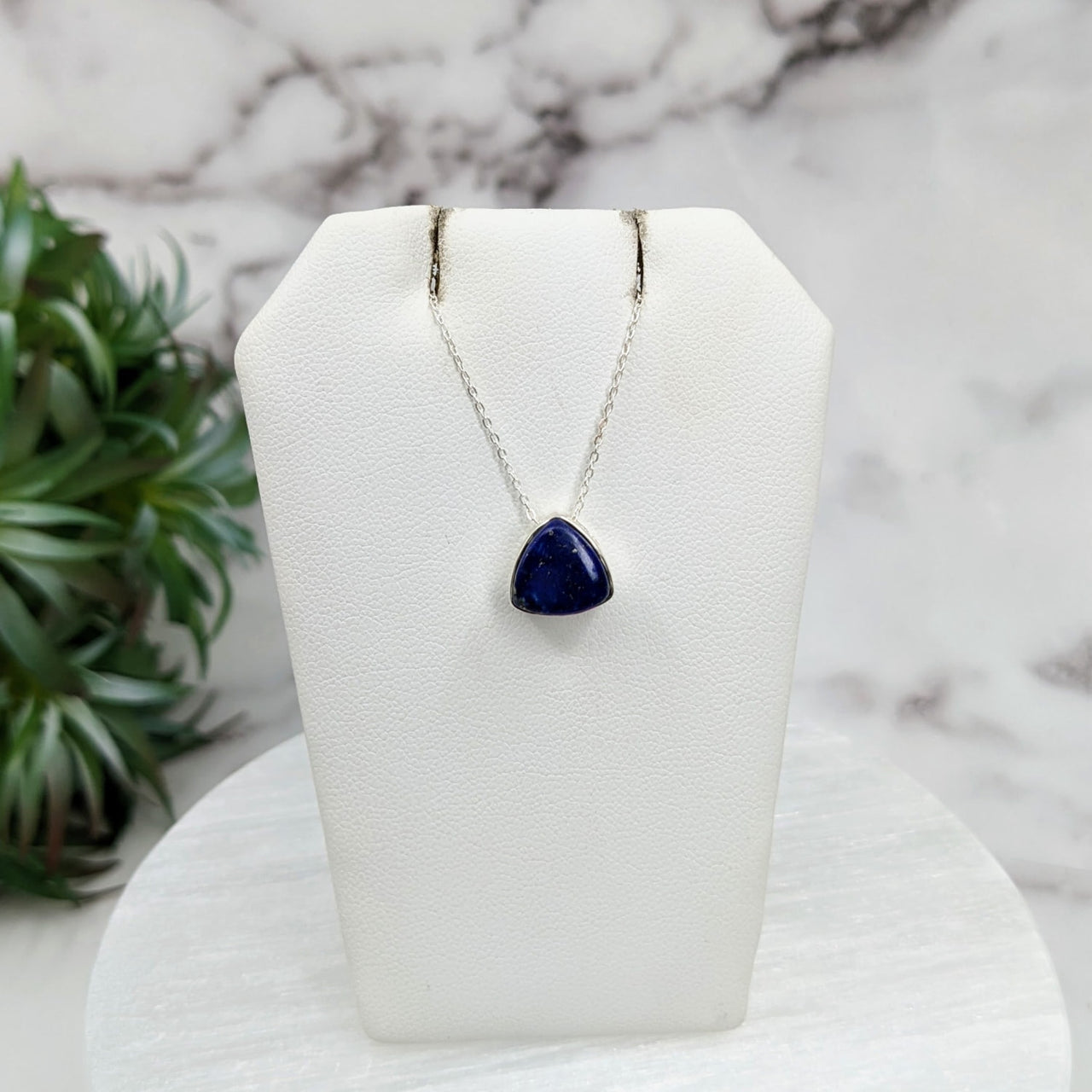 Lapis Lazuli Polished Necklace with Sterling Silver Slider and 18’ Chain #LV3234