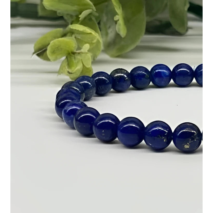 Blue Lapis Lazuli Stretchable Bracelet with 6mm Polished Beads