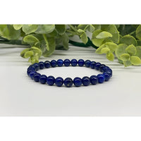 Royal blue Lapis Lazuli stretchable bracelet with 6mm glossy beads LV9523