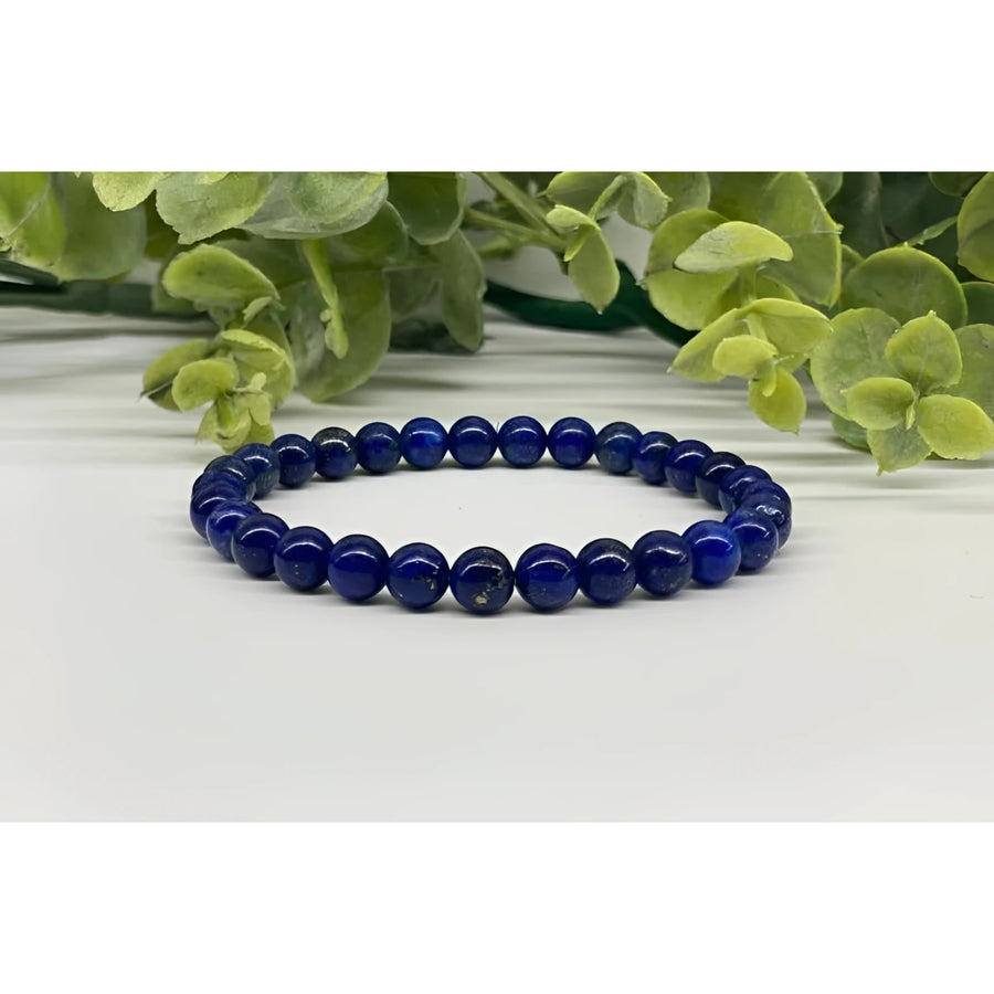 Royal blue Lapis Lazuli stretchable bracelet with 6mm glossy beads LV9523