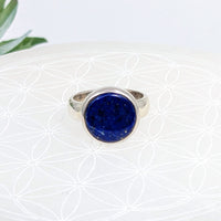 Thumbnail for Silver round ring with a lapis lazuli stone, perfect for stylish accessorizing