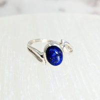 Thumbnail for Lapis S.S. Swoop Ring with Blue Stone on Table - Available in Various Sizes #LV2117