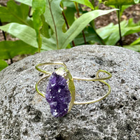 Thumbnail for Large Amethyst Geode Gold Bangle #LV5288 - $59