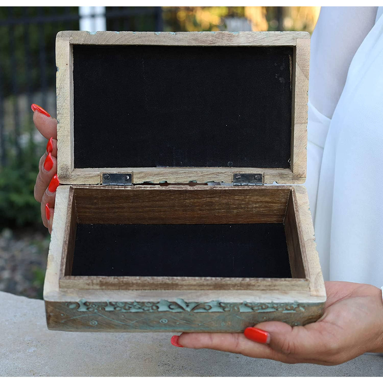 Large Hand Carved Tree of Life Wooden Box Keepsake Storage