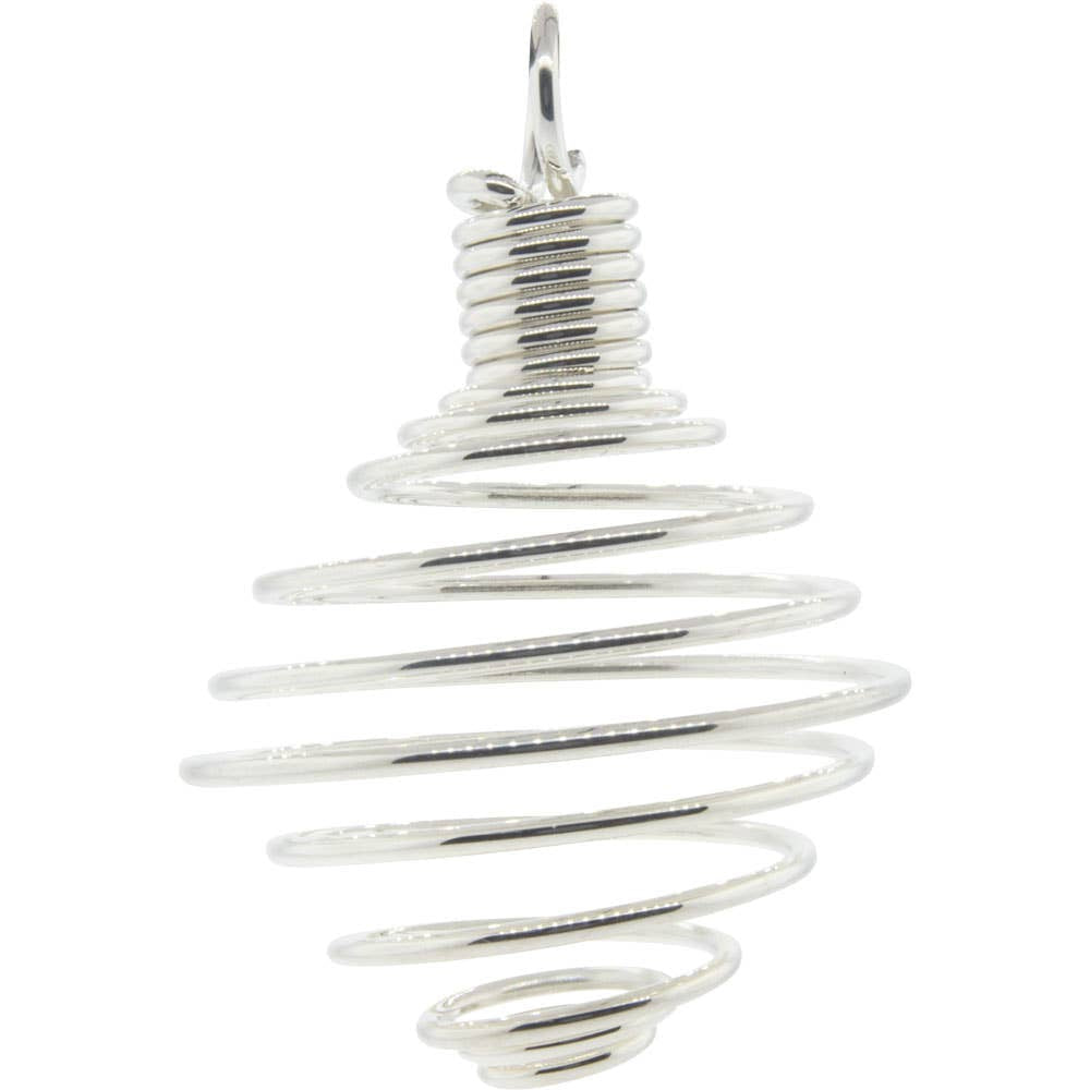 Large silver plated spiral cage pendant #BC0437 for tumbled stones