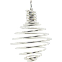 Large silver plated spiral cage pendant #BC0437 for tumbled stones