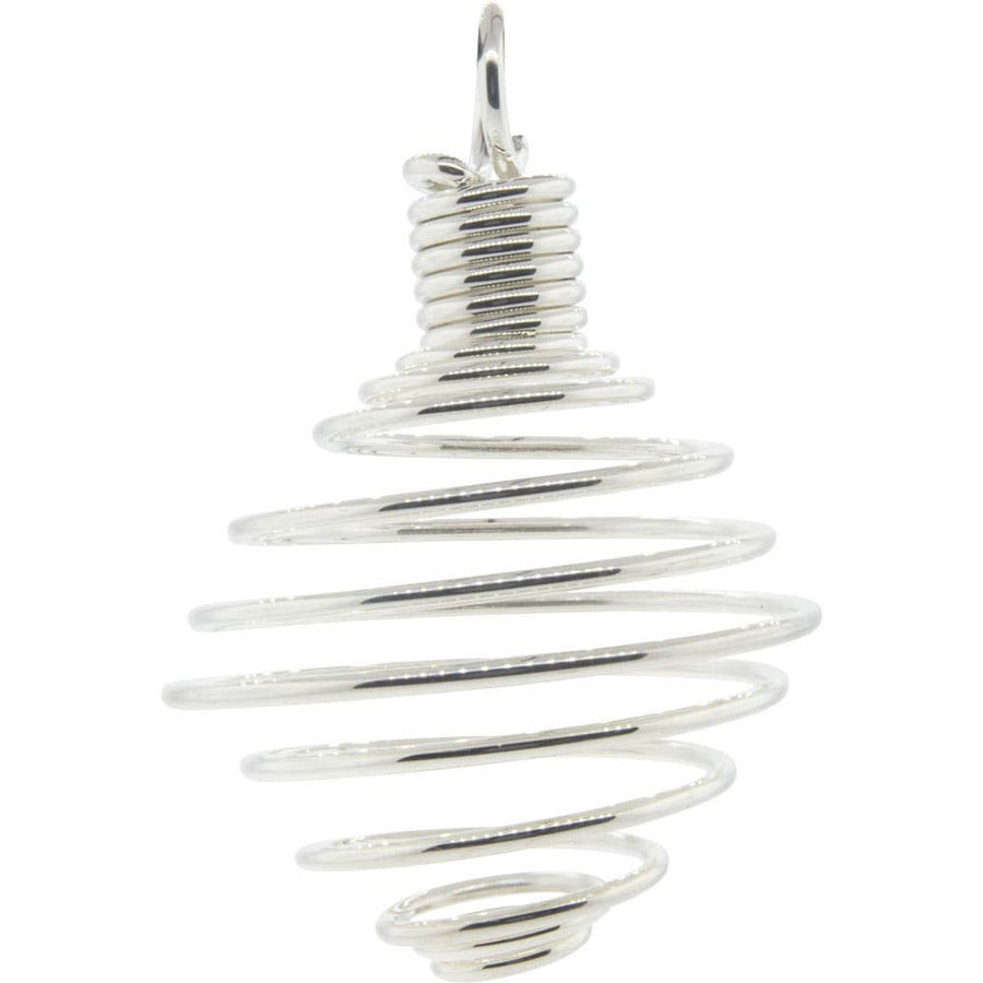 Large silver plated spiral cage pendant #BC0437 for tumbled stones
