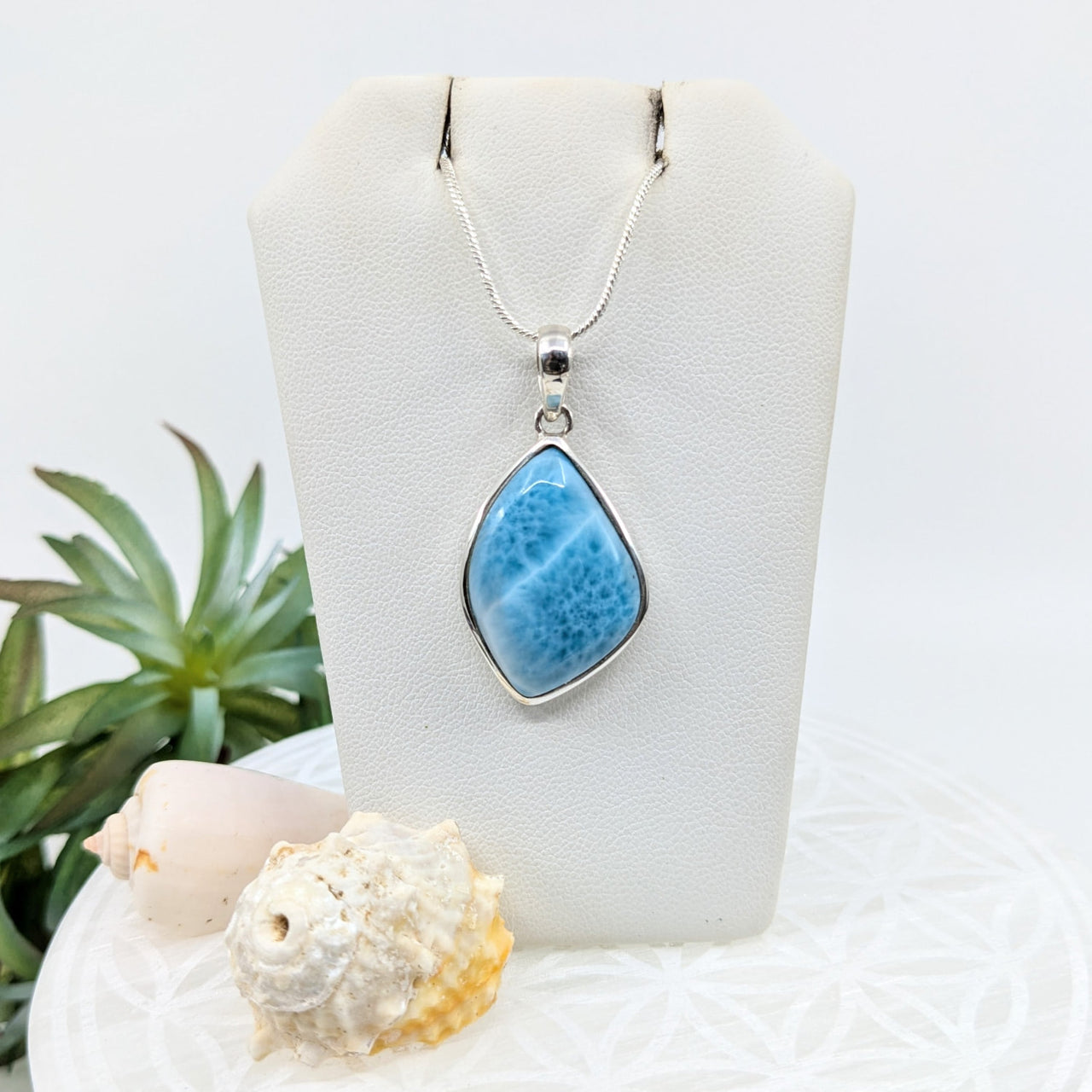 Larimar 1’’ S.S. Organic Pendant #LV5937 - $98