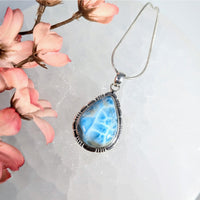 Larimar 1’’ Teardrop Pendant S.S. #LV9716 - $175